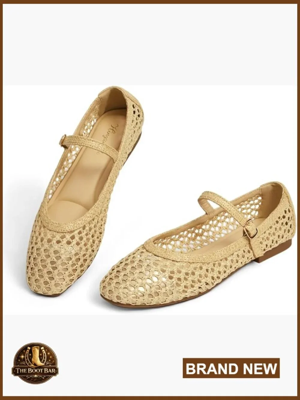 Woven Mary Jane Ballet Flats Women Round Toe Buckle Adjustable Strap Cushioned